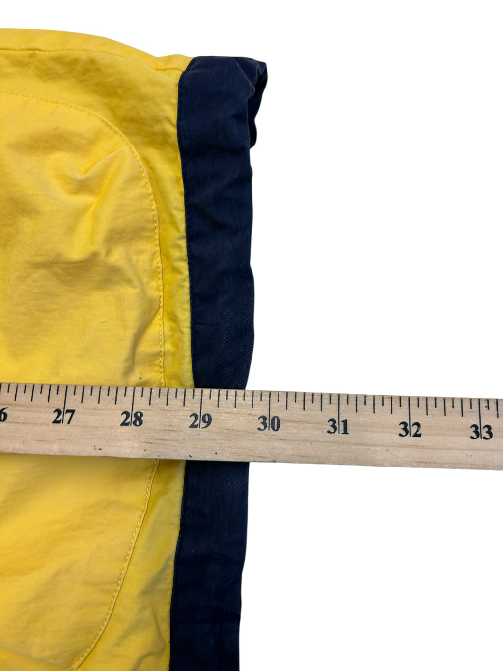 Vintage 90s Nautica Color Block Jacket – Yellow/Navy – Spell Out Back – Zip Off Sleeves – Size Large