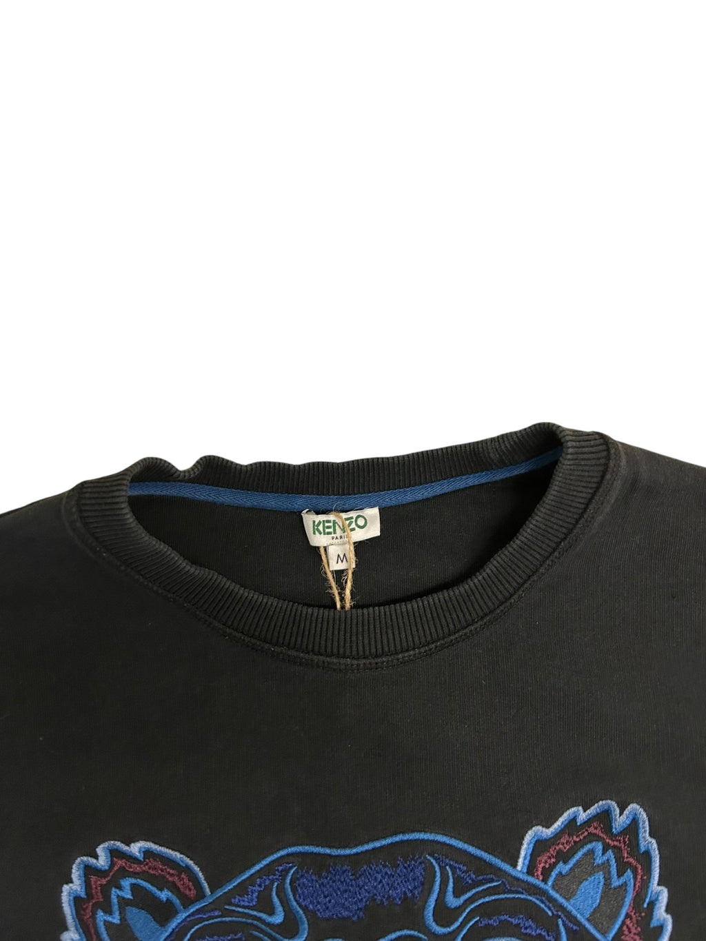 Kenzo Paris Tiger Embroidered Sweatshirt – Navy Designer Crewneck – Size Medium