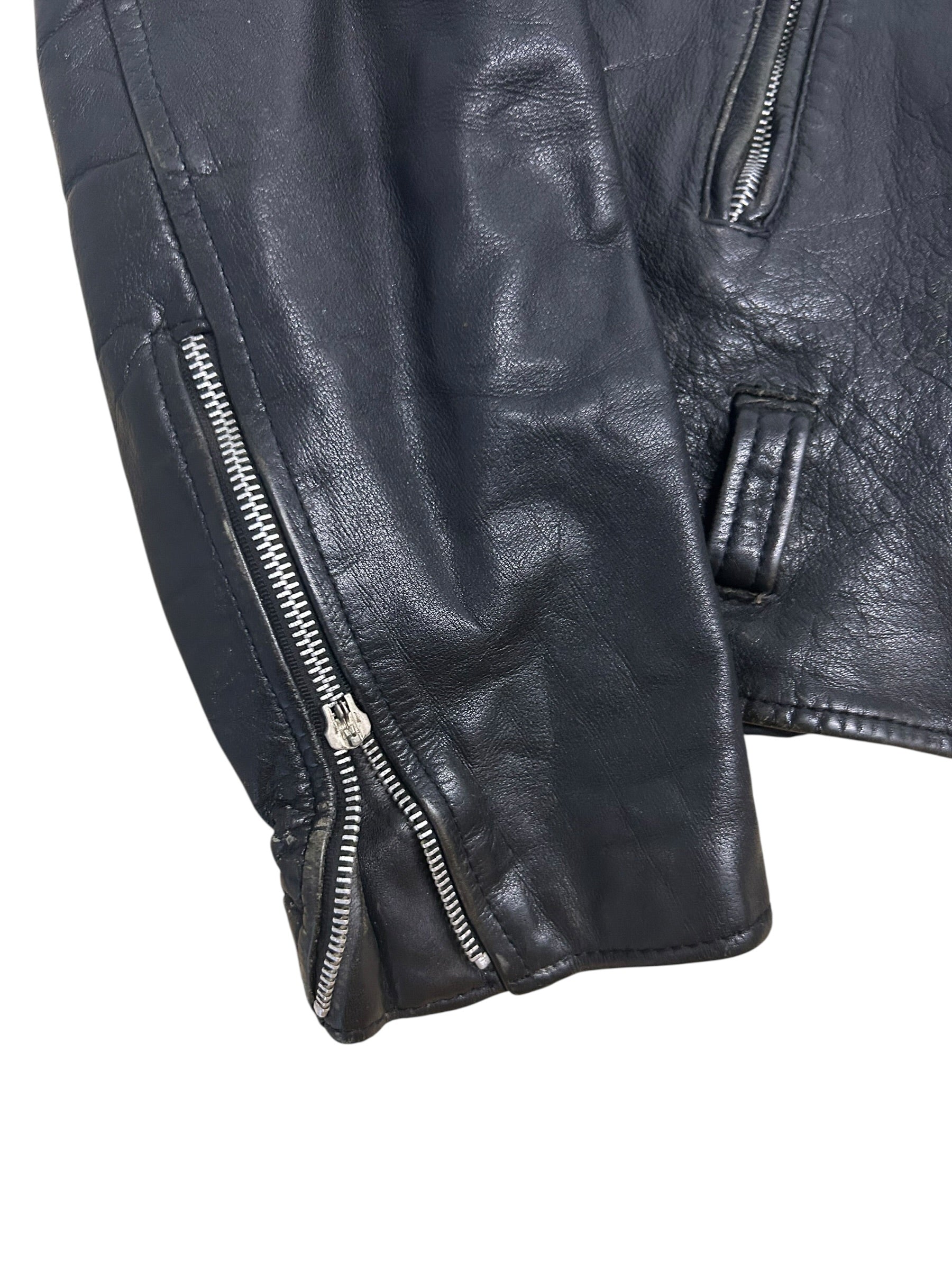 Open Road Collection Black Leather Motorcycle Jacket – Size 40 (Medium)
