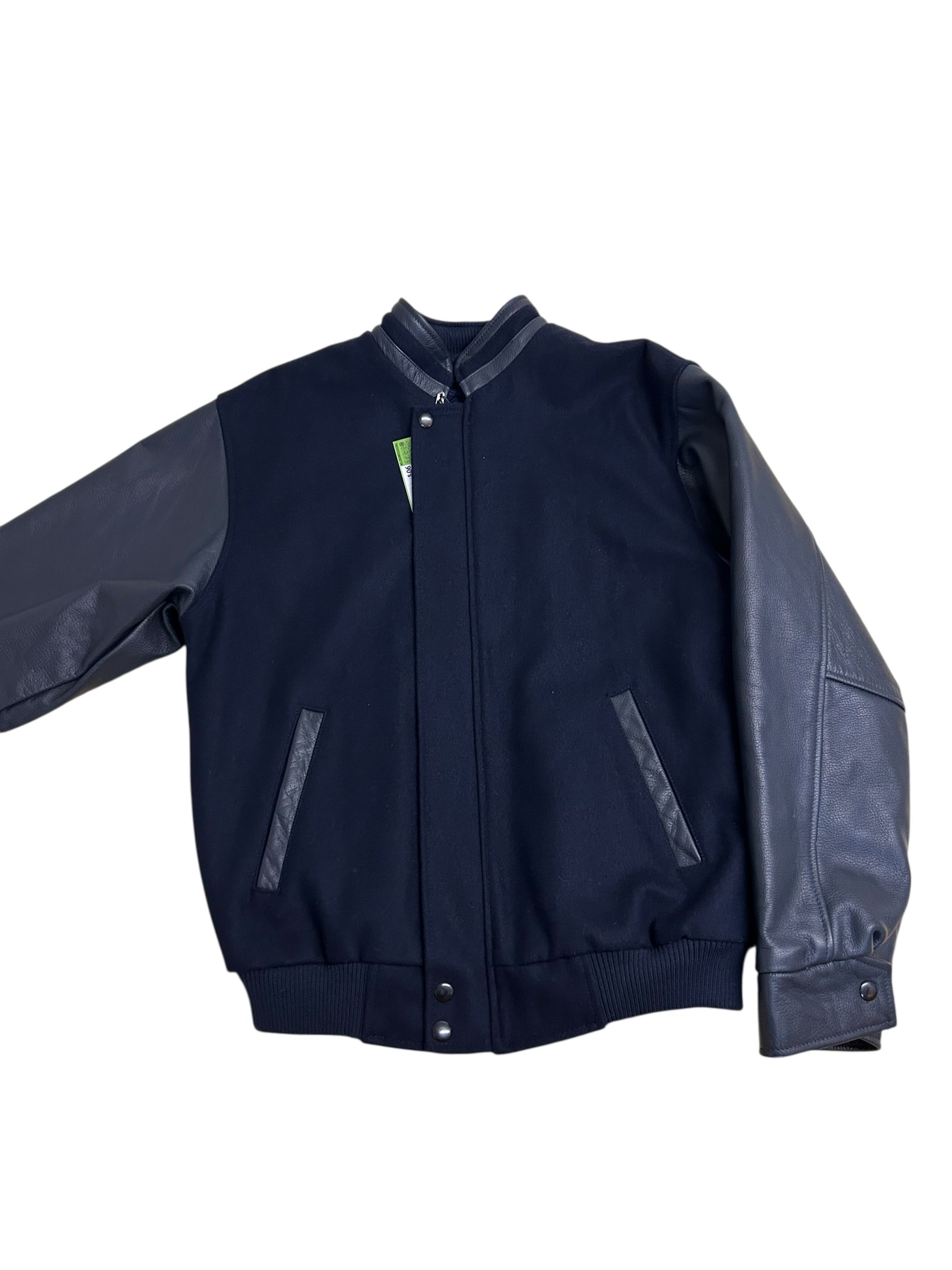 Vintage CBC Radio Canada Wool & Leather Varsity Jacket – Navy/Gray – Size Small – Mint Condition