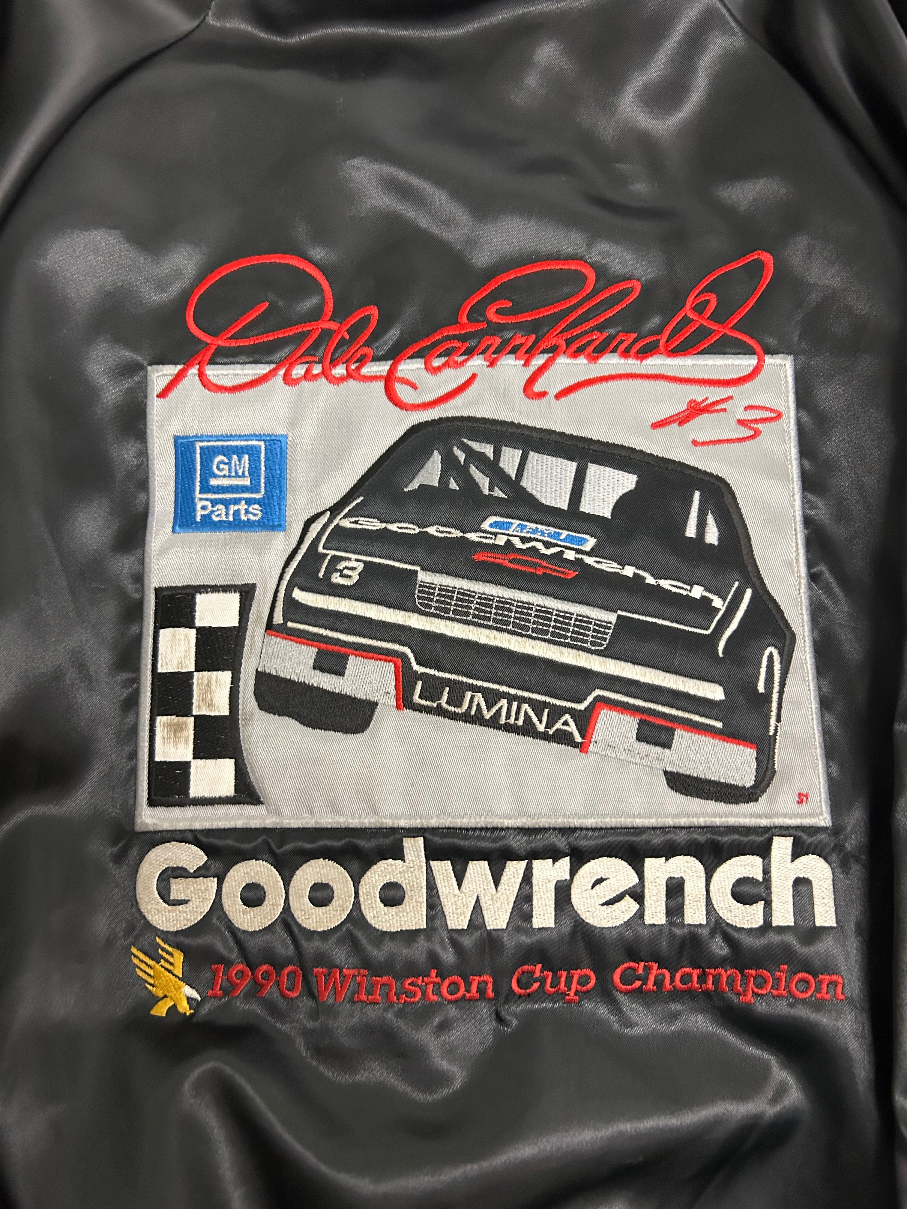 Vintage 90s NASCAR Dale Earnhardt Custom Patch Bomber Jacket – Daytona 500 – Goodwrench – Size Large