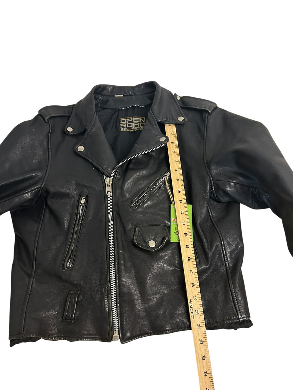 Open Road Collection Black Leather Motorcycle Jacket – Size 40 (Medium)