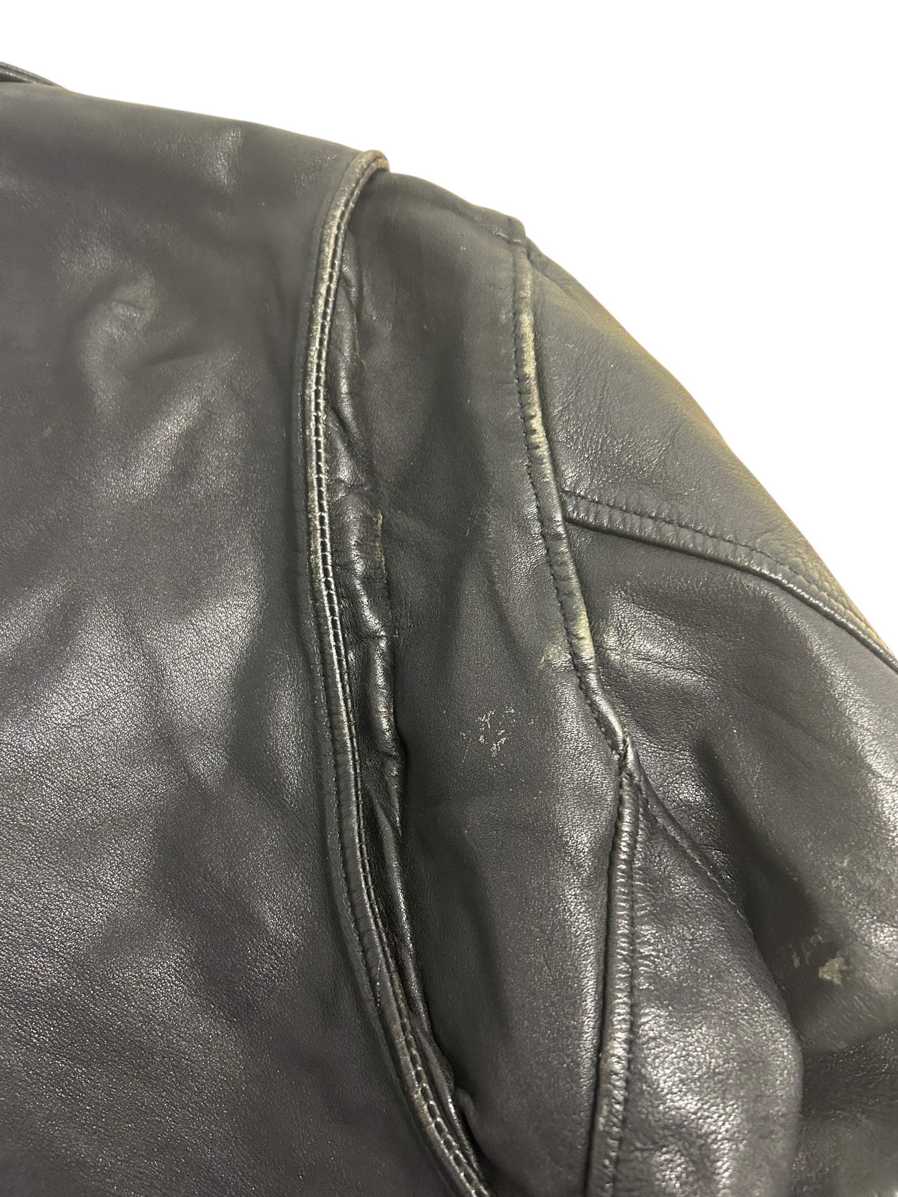 Open Road Collection Black Leather Motorcycle Jacket – Size 40 (Medium)