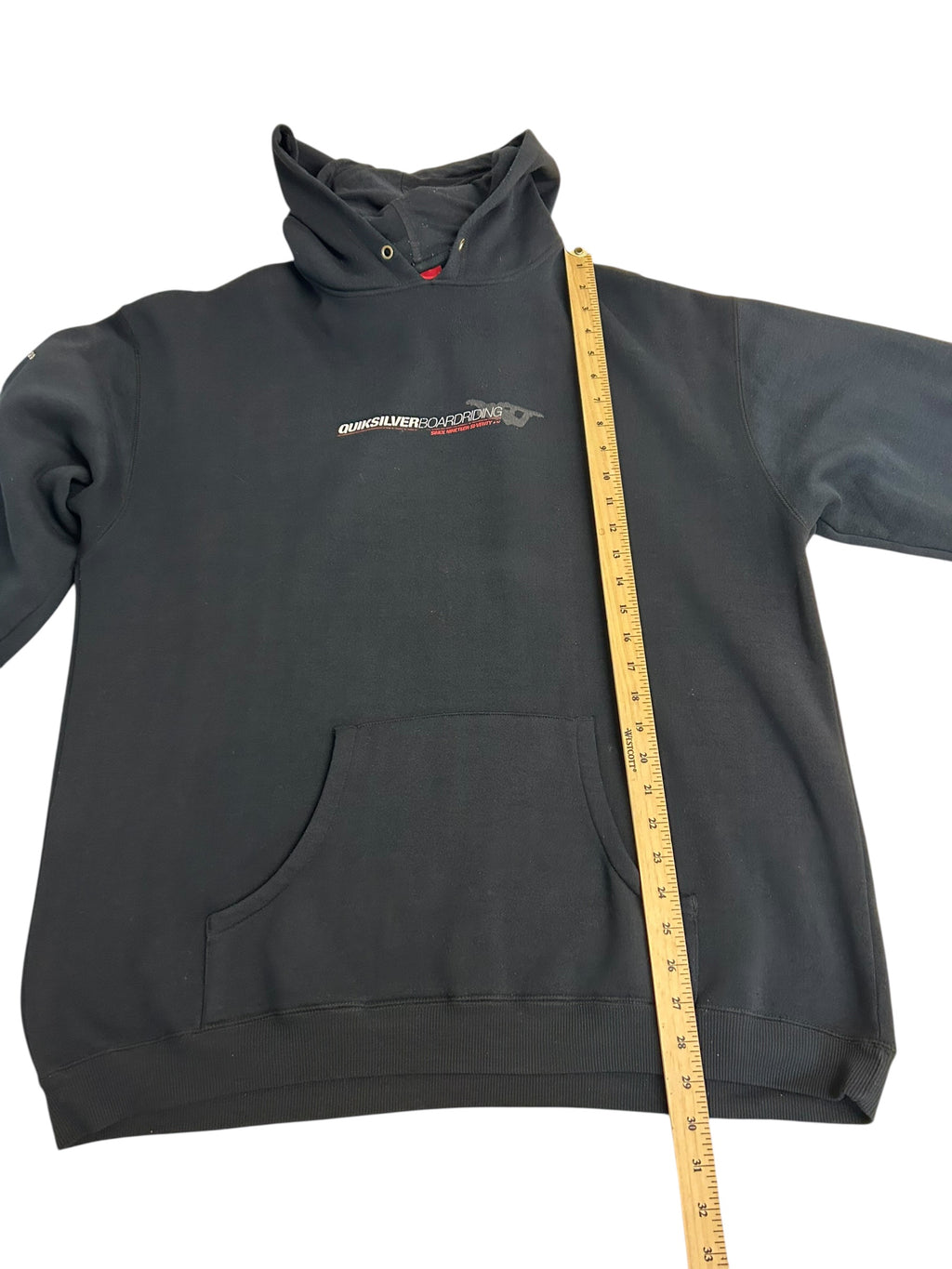 Vintage Quiksilver Boardriding Hoodie – Black Surf / Skate Pullover – Size Large