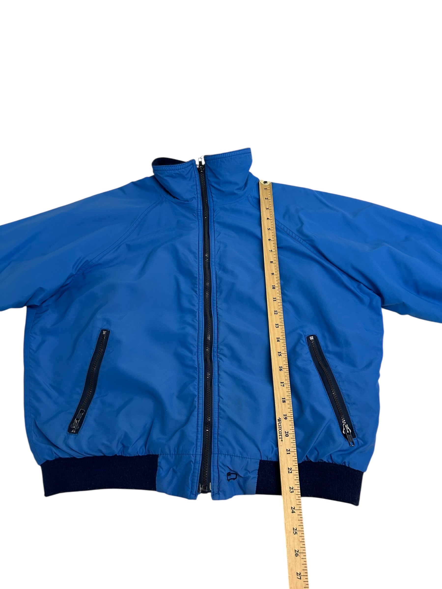 Woolrich Blue Nylon Bomber Jacket – Boxy Cropped Fit – Size Large