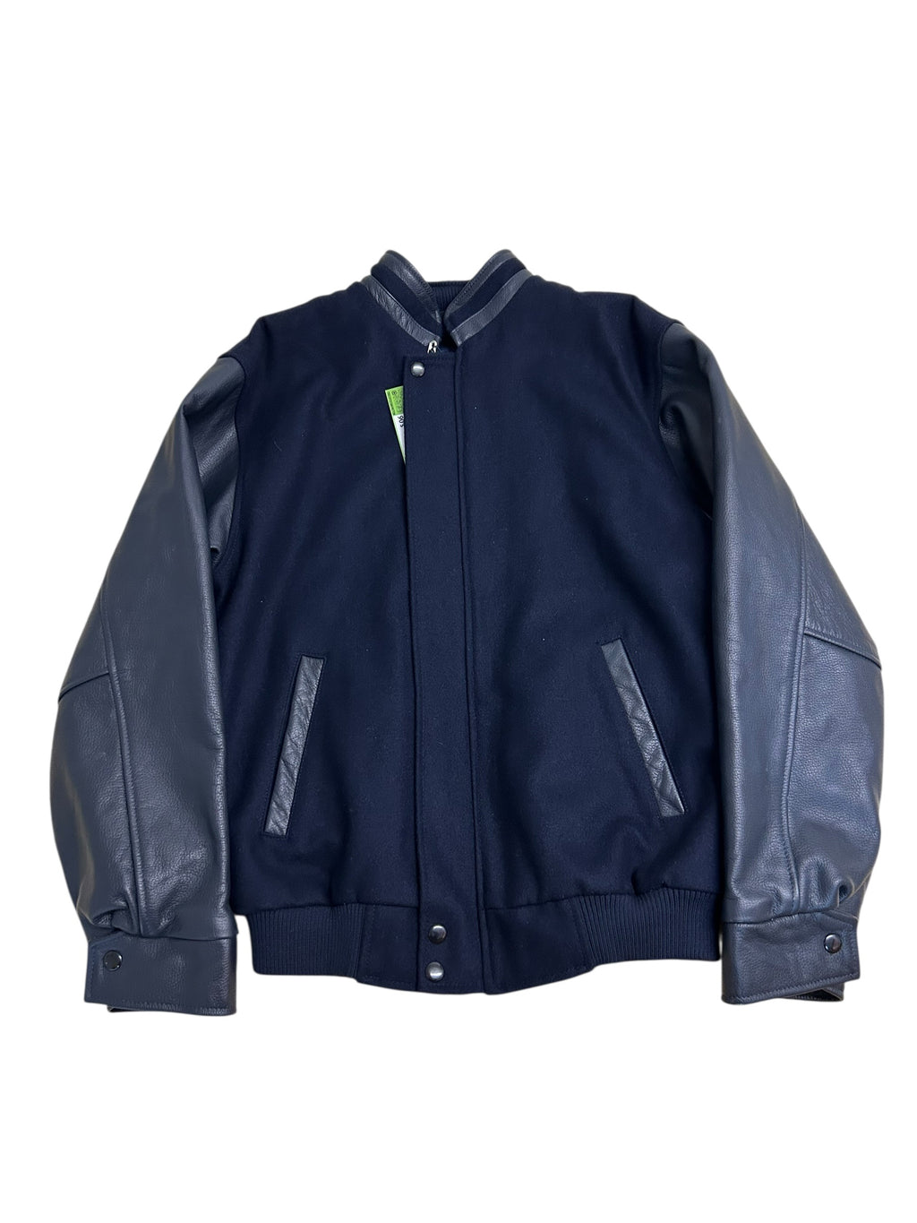 Vintage CBC Radio Canada Wool & Leather Varsity Jacket – Navy/Gray – Size Small – Mint Condition