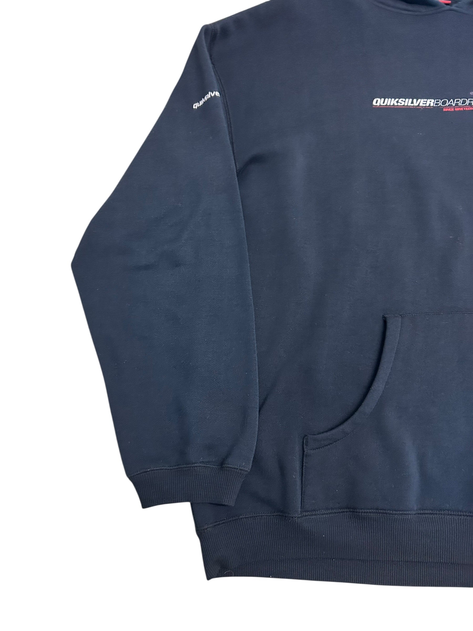 Vintage Quiksilver Boardriding Hoodie – Black Surf / Skate Pullover – Size Large