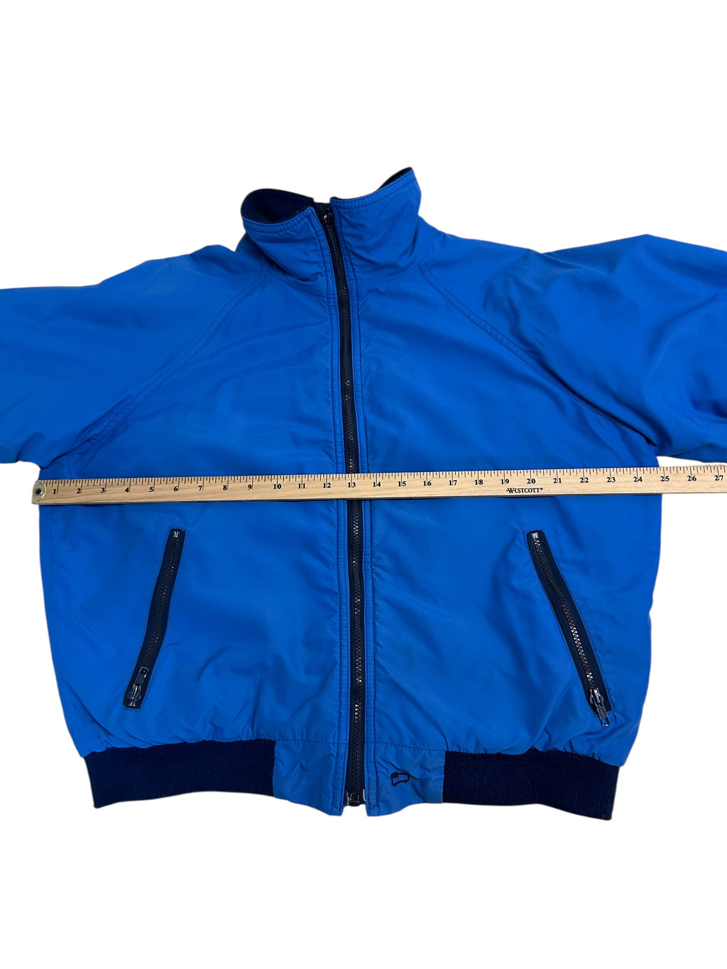 Woolrich Blue Nylon Bomber Jacket – Boxy Cropped Fit – Size Large
