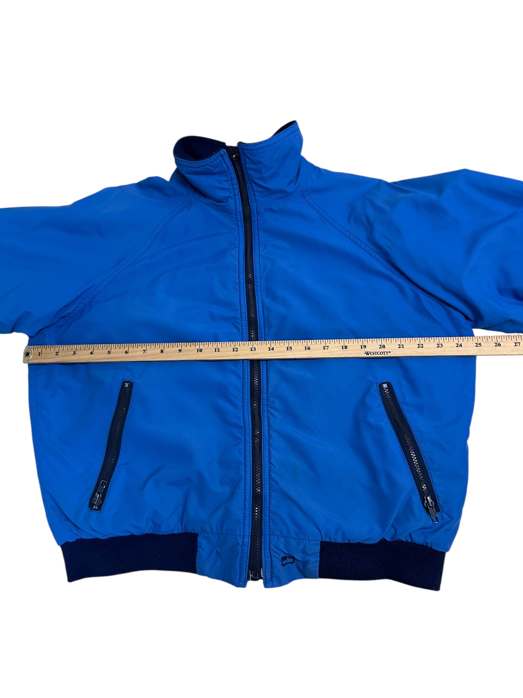 Woolrich Blue Nylon Bomber Jacket – Boxy Cropped Fit – Size Large