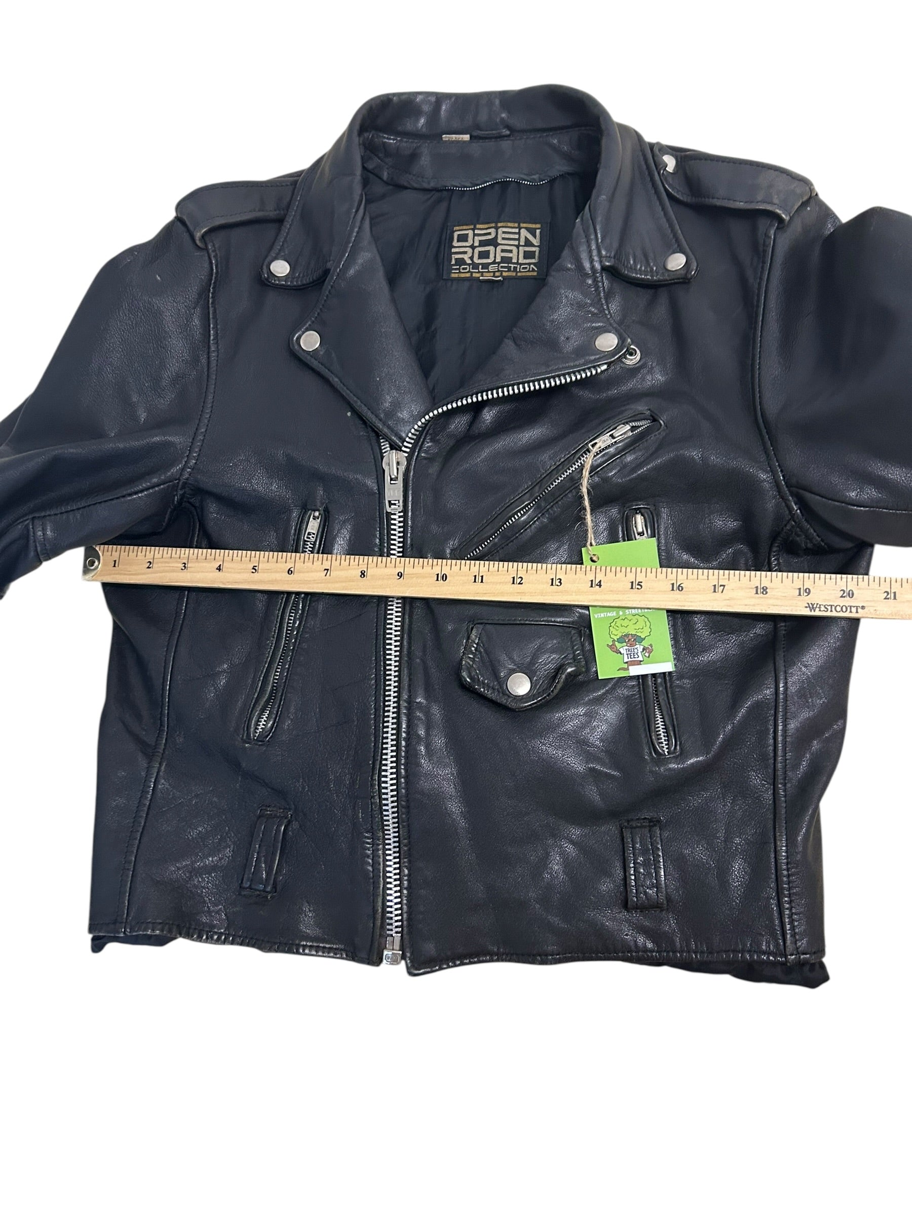 Open Road Collection Black Leather Motorcycle Jacket – Size 40 (Medium)