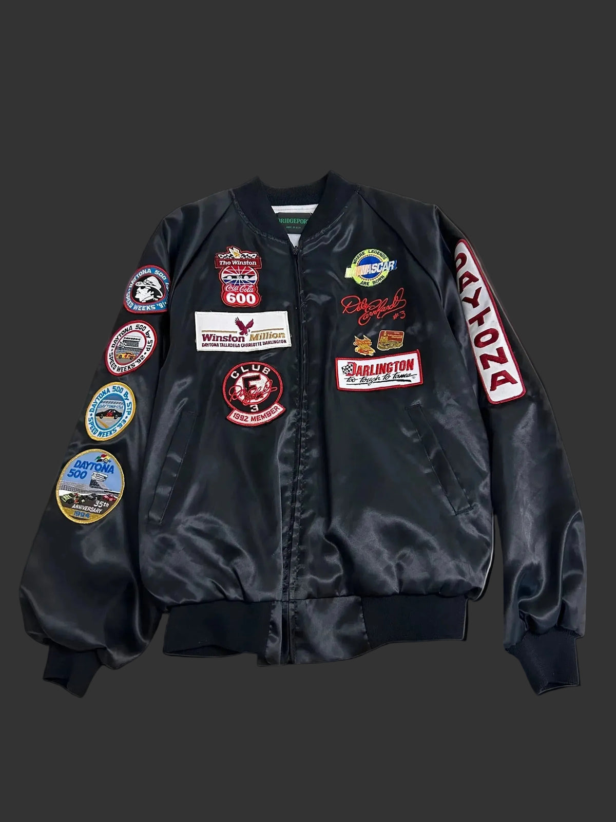 Vintage 90s NASCAR Dale Earnhardt Custom Patch Bomber Jacket 