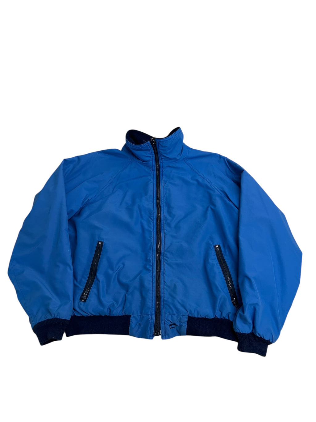 Woolrich Blue Nylon Bomber Jacket – Boxy Cropped Fit – Size Large