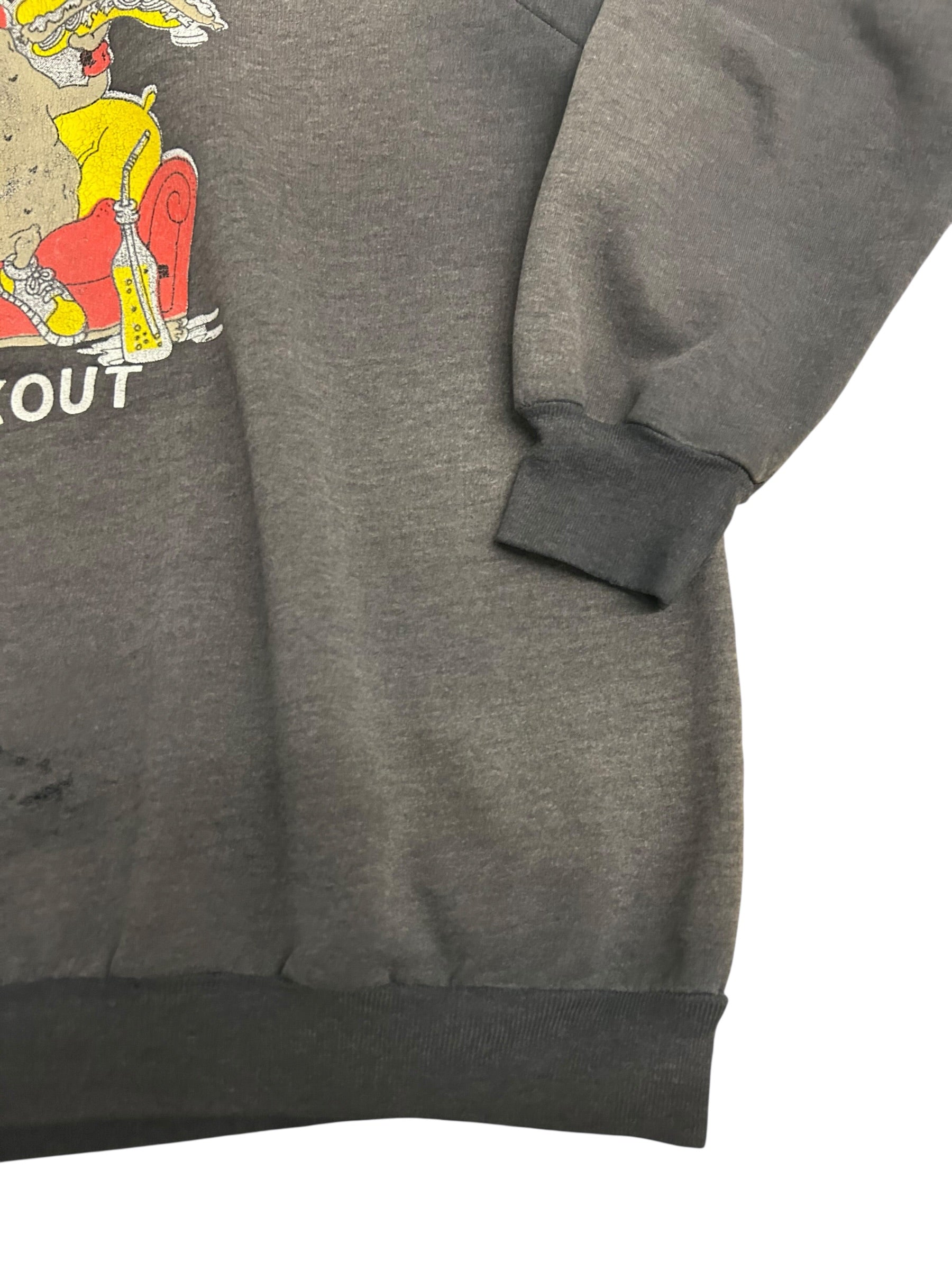 Vintage “Official Couch Potato Workout” Graphic Sweatshirt – Distressed Novelty Crewneck – Size Large