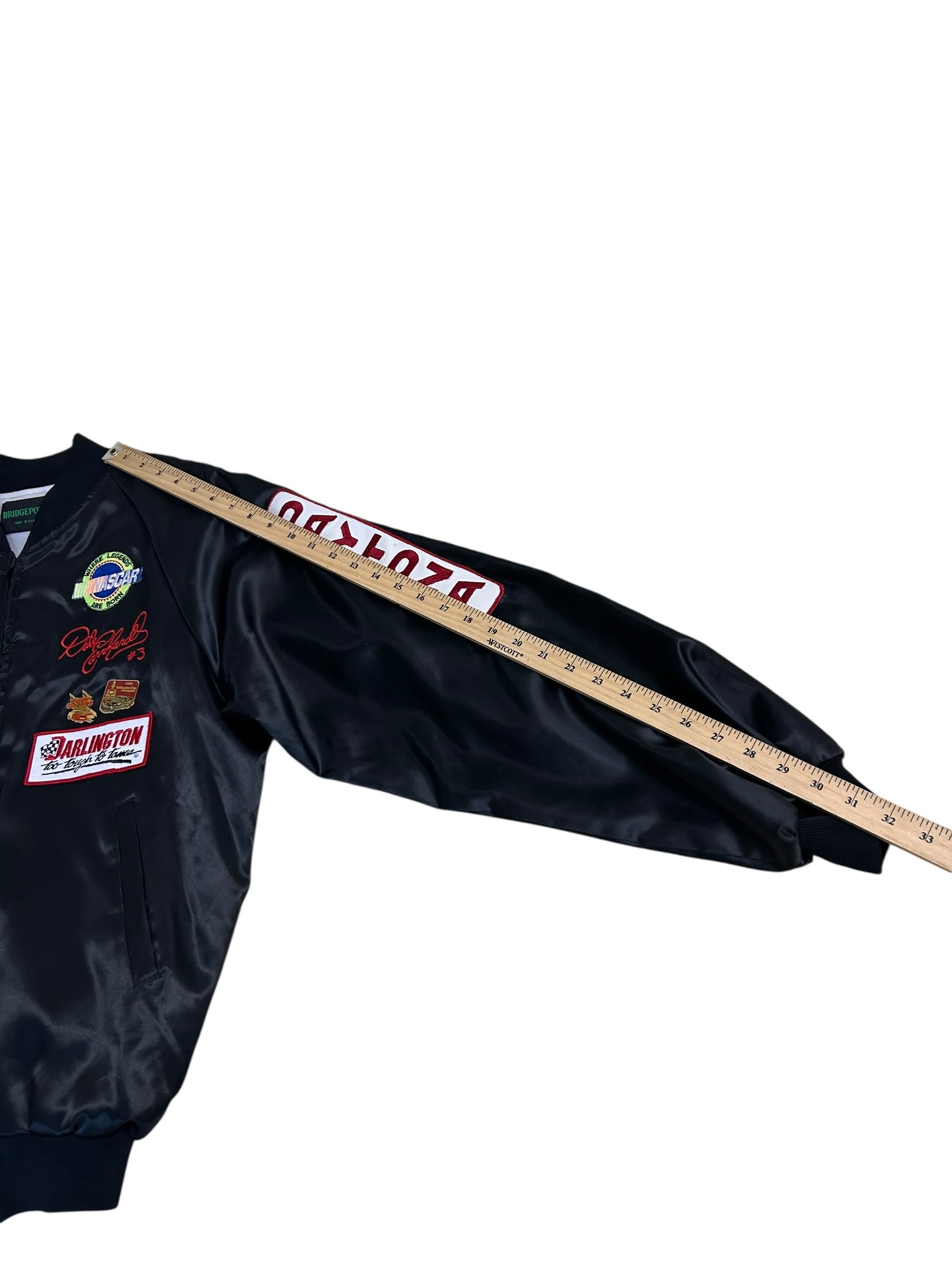 Vintage 90s NASCAR Dale Earnhardt Custom Patch Bomber Jacket – Daytona 500 – Goodwrench – Size Large
