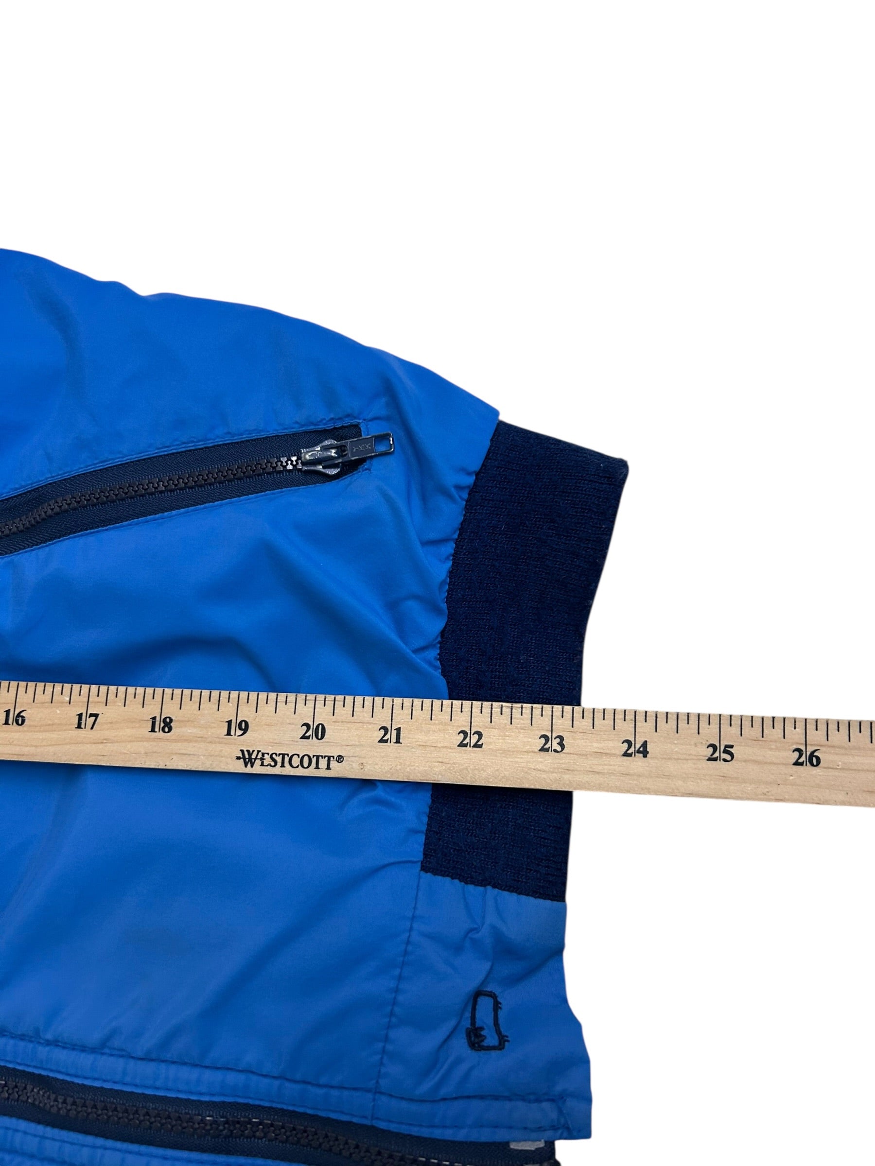 Woolrich Blue Nylon Bomber Jacket – Boxy Cropped Fit – Size Large