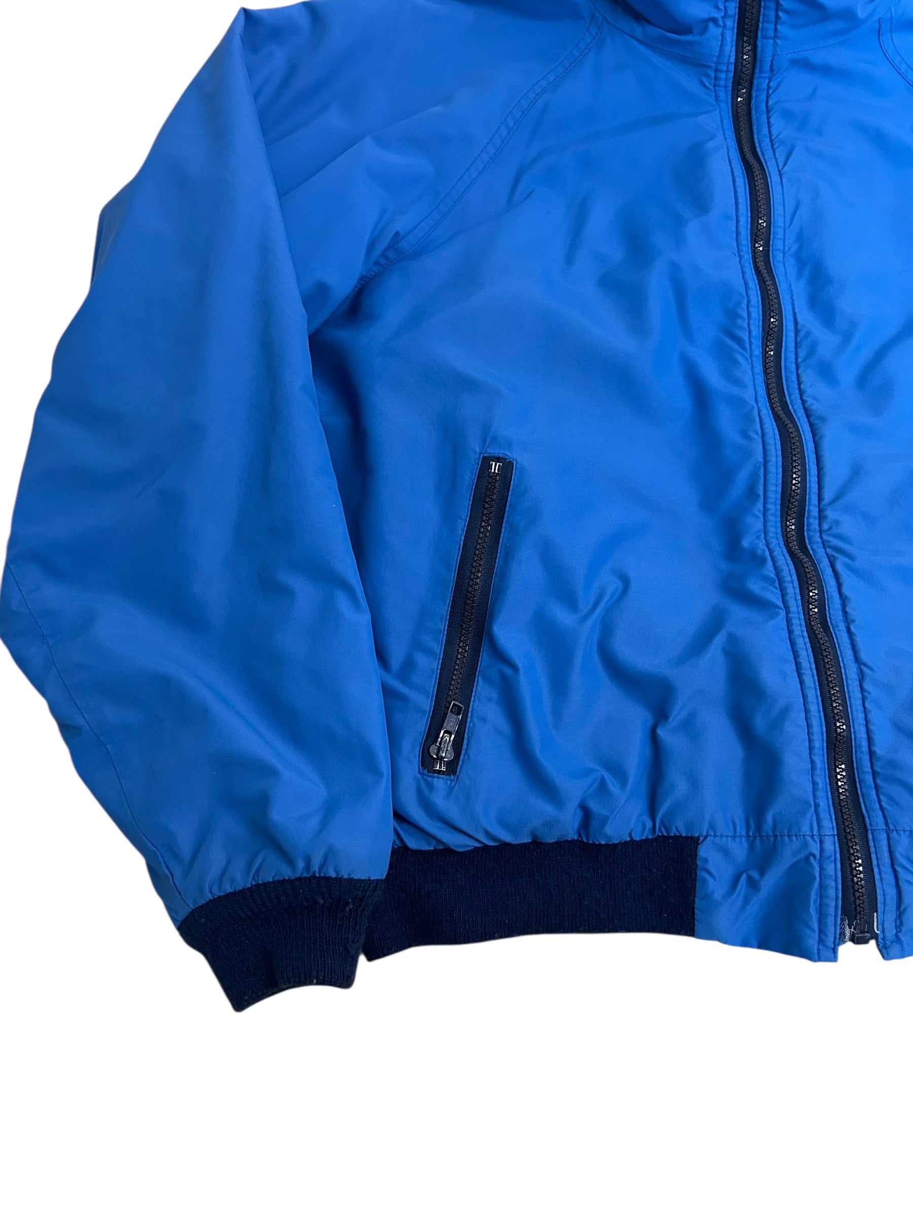 Woolrich Blue Nylon Bomber Jacket – Boxy Cropped Fit – Size Large