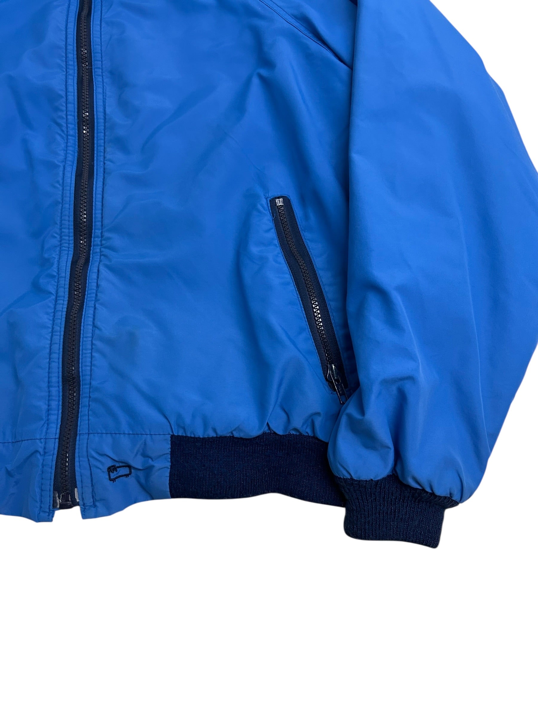 Woolrich Blue Nylon Bomber Jacket – Boxy Cropped Fit – Size Large