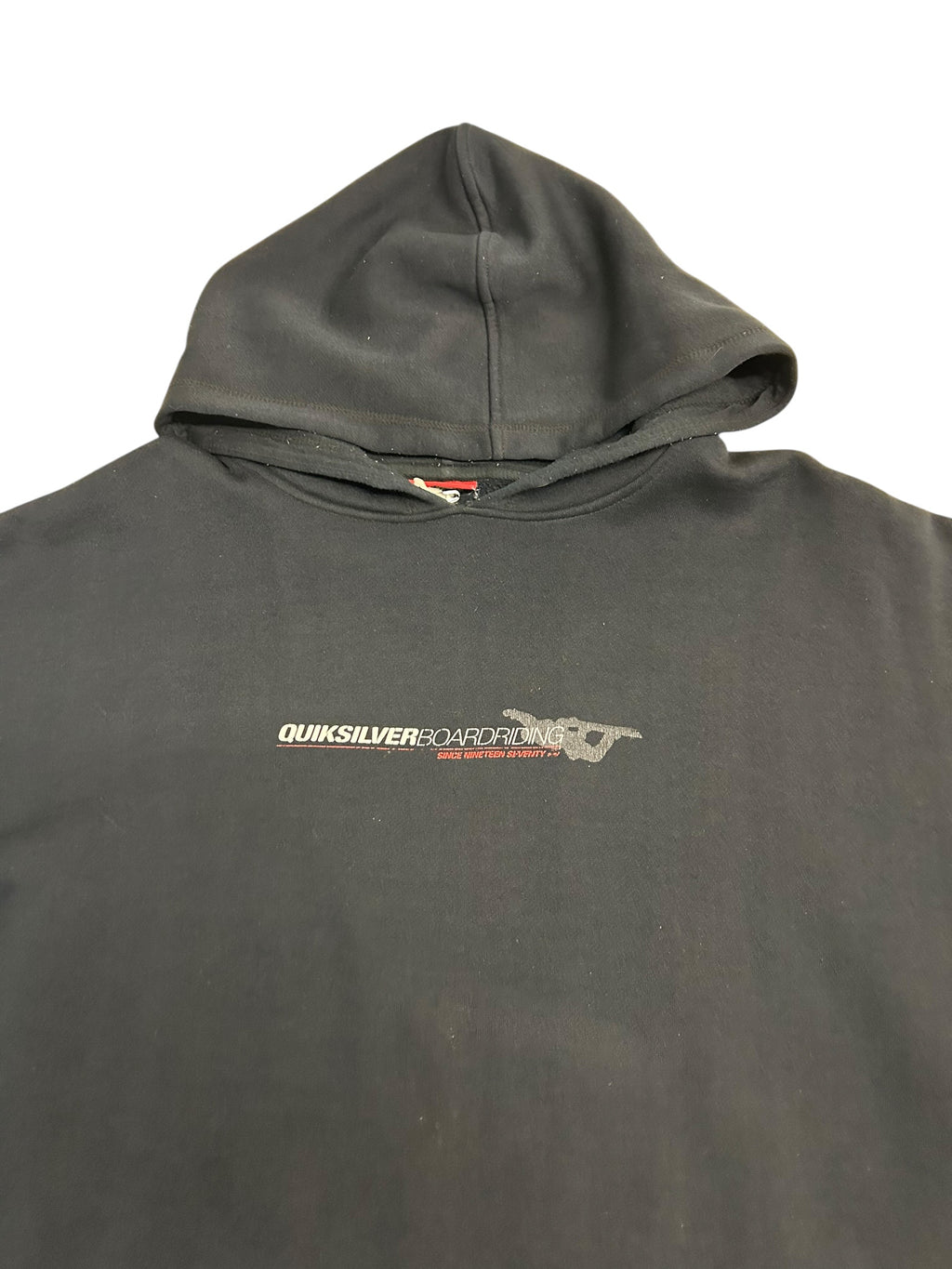 Vintage Quiksilver Boardriding Hoodie – Black Surf / Skate Pullover – Size Large
