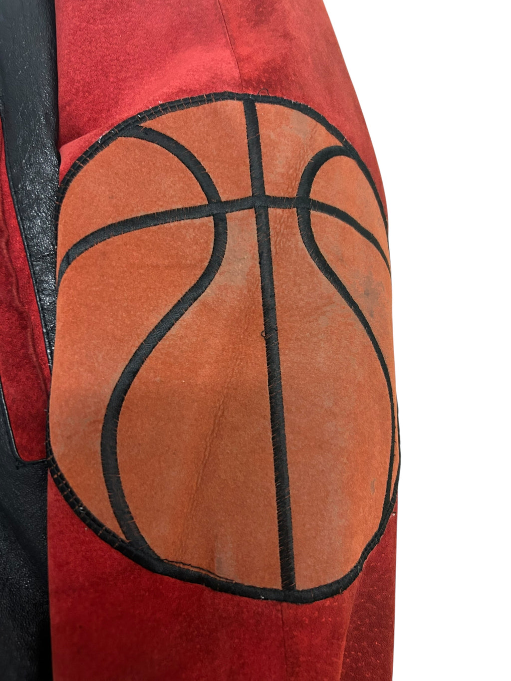Vintage Chicago Basketball Leather Jacket – Black & Red – Size Large (23.5” P2P)