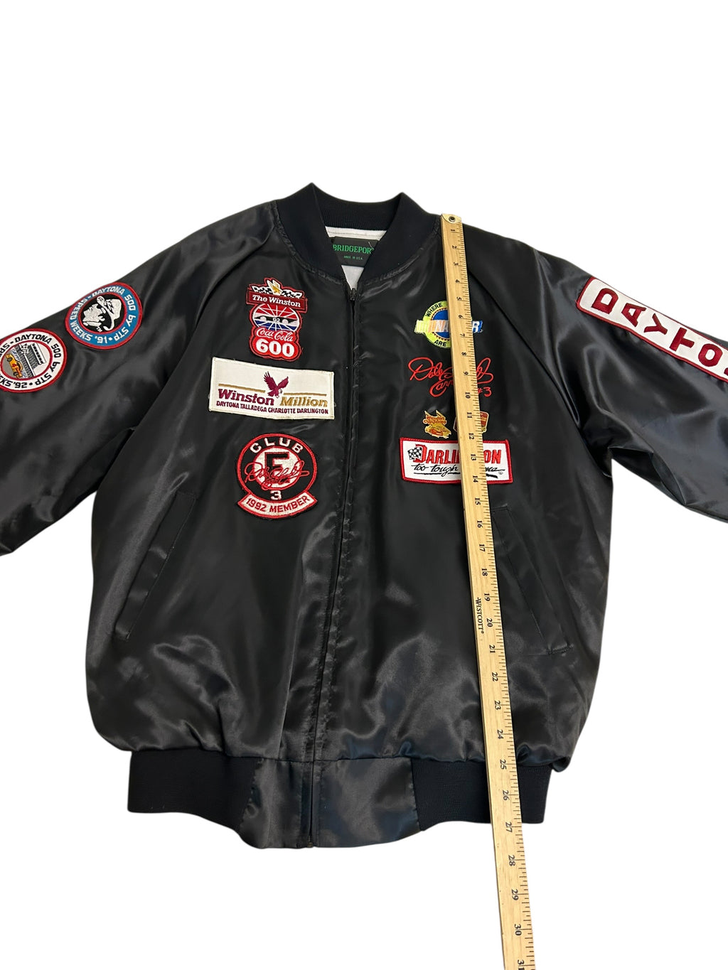 Vintage 90s NASCAR Dale Earnhardt Custom Patch Bomber Jacket – Daytona 500 – Goodwrench – Size Large